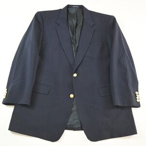 Vtg USA Austin Reed 44R Navy Blue 100% Wool Gold Button Blazer Jacket Sport Coat